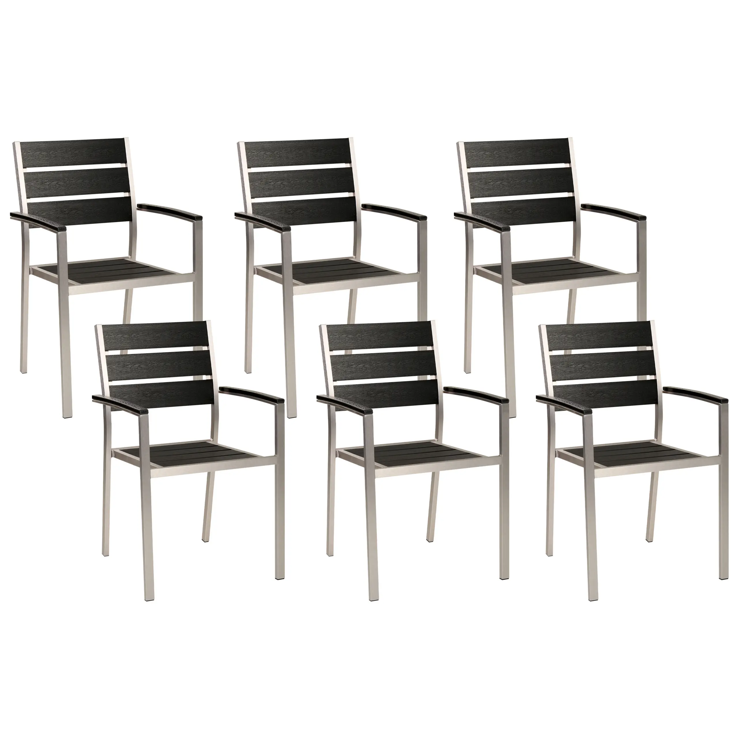 Chaise de jardin Bois synthétique Noir/argenté VERNIO – Beliani
