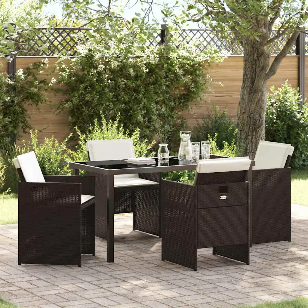Ensemble de salle à manger pour jardin 5 pcs Marron polyrotin vidaXL 3380602