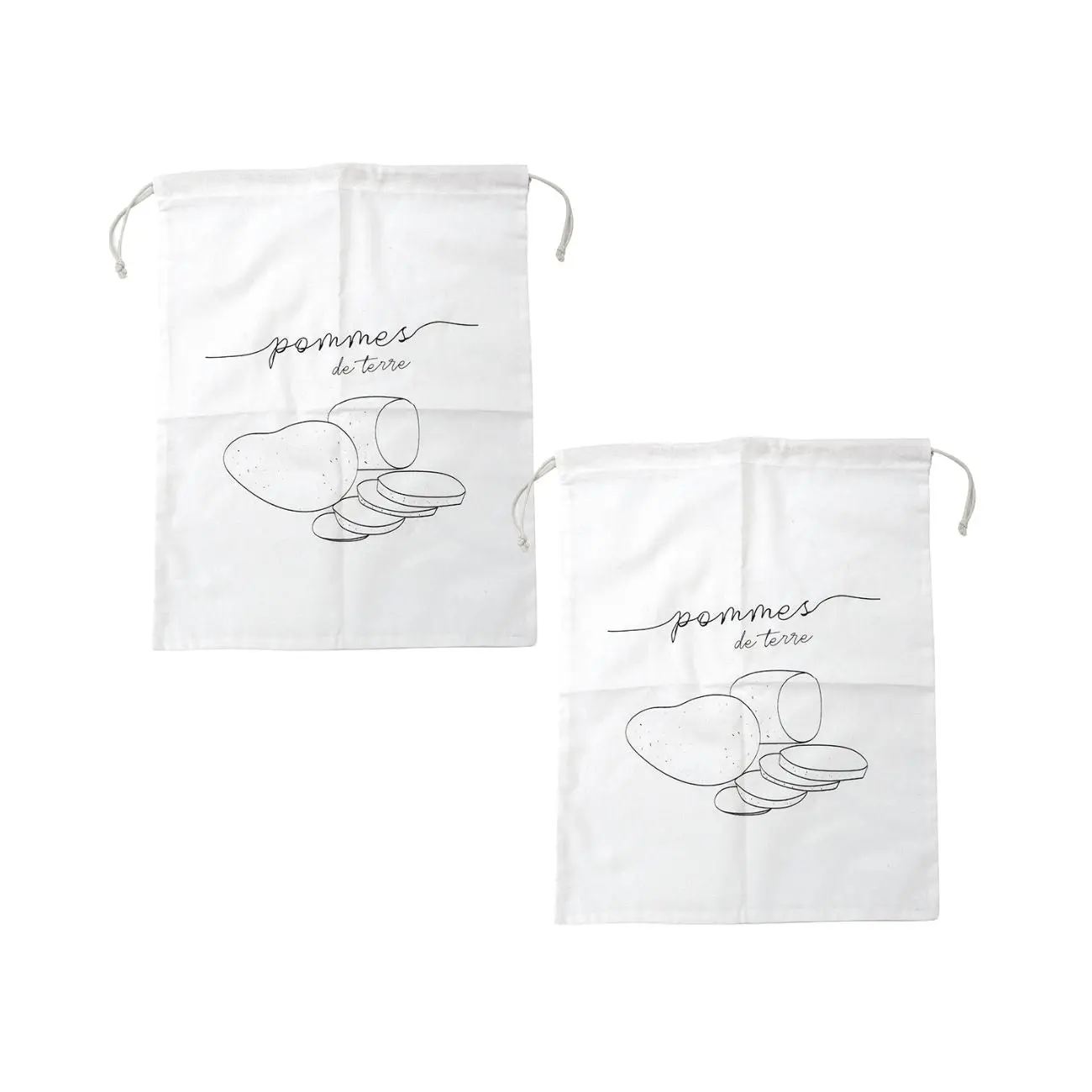 Lot de 2 sacs à légumes réutilisables avec 2 sacs en coton Fackelmann Nature