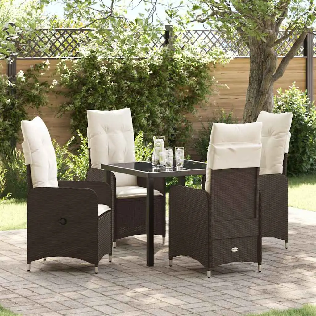 Ensemble de salle à manger pour jardin 5 pcs Marron polyrotin vidaXL 3379640