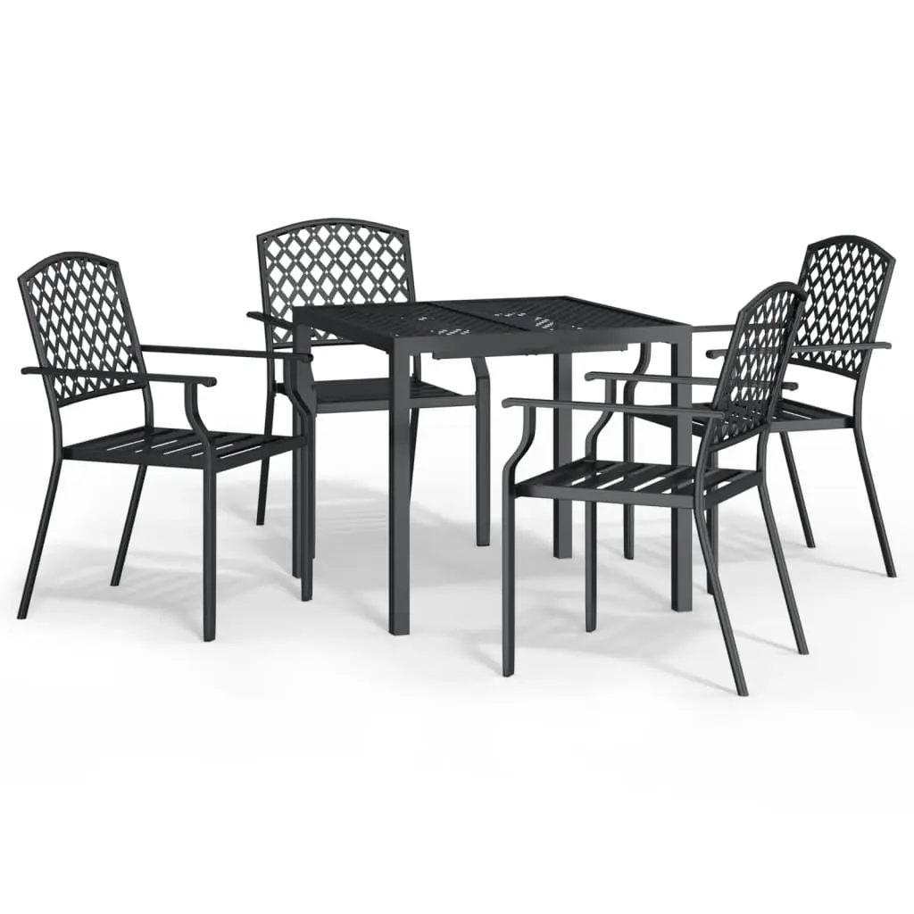 Ensemble de 5 pcs table de jardin avec chaises – mobilier de jardin anthracite acier-JU3015 Anthracite
