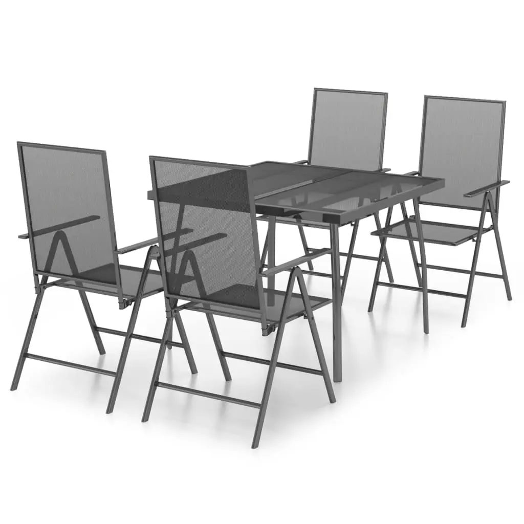 Ensemble de 5 pcs table de jardin avec chaises – mobilier de jardin anthracite acier-JU3034