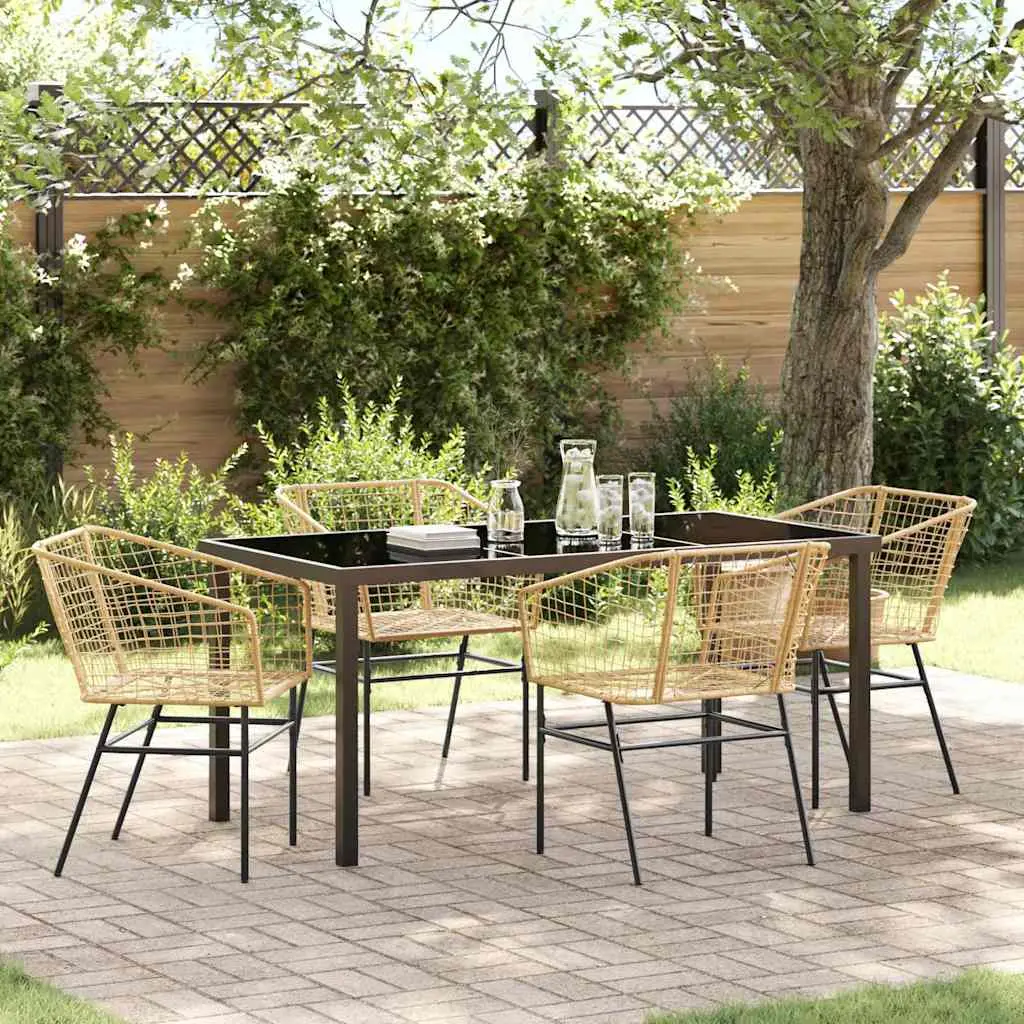 Ensemble de salle à manger pour jardin 5 pcs Marron polyrotin vidaXL 3380900 Naturel