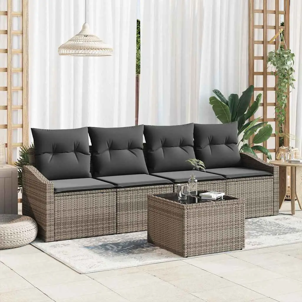 Ensemble de Canapés avec coussin 5 pcs Gris polyrotin vidaXL 3346589