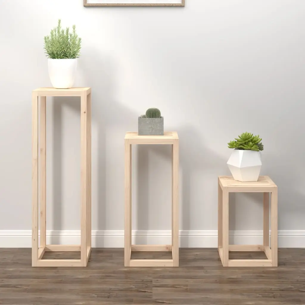 Ensemble de supports pour plantes 3 pcs Bois de pin massif vidaXL 822267