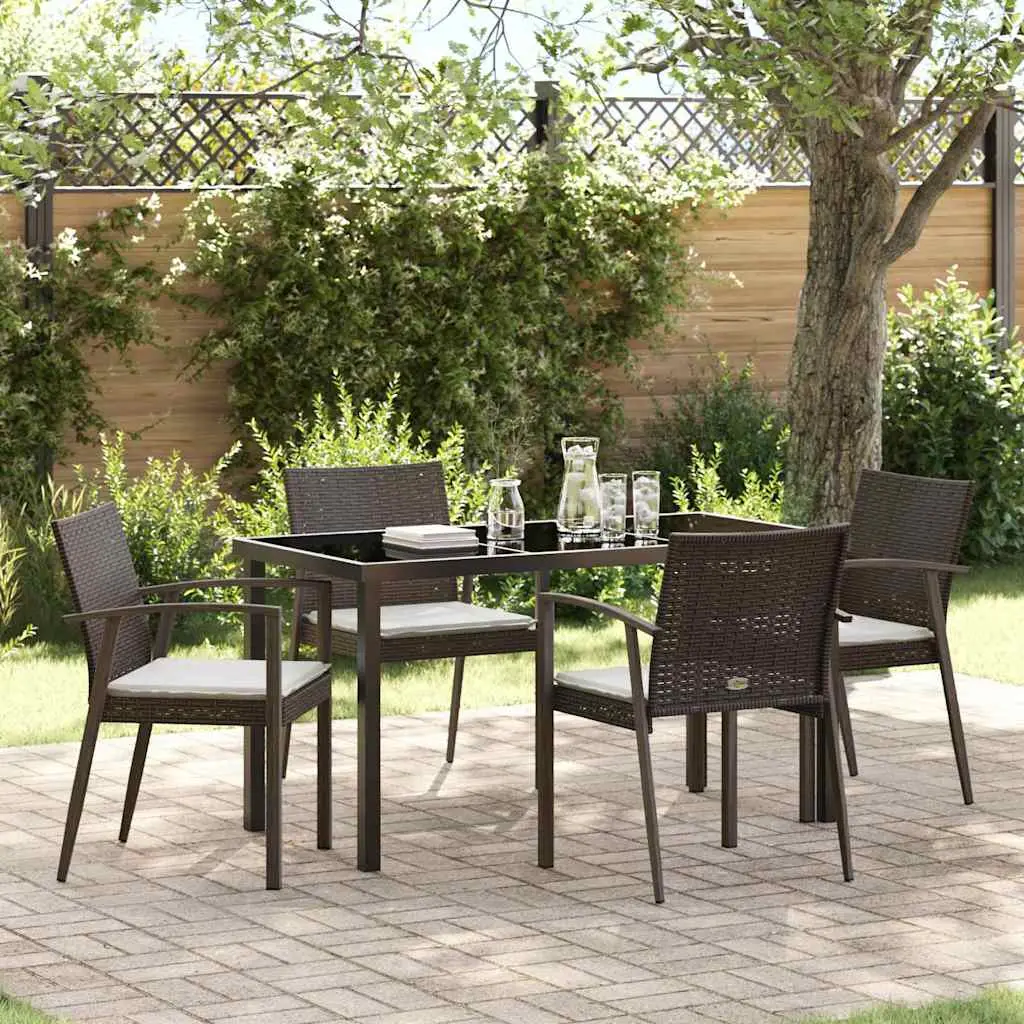Ensemble de salle à manger pour jardin 5 pcs Marron et Noir vidaXL 3379060