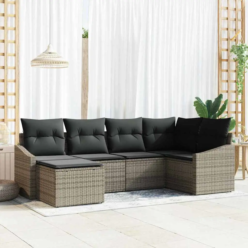 Ensemble de Canapés avec coussin 6 pcs Gris polyrotin vidaXL 3346789