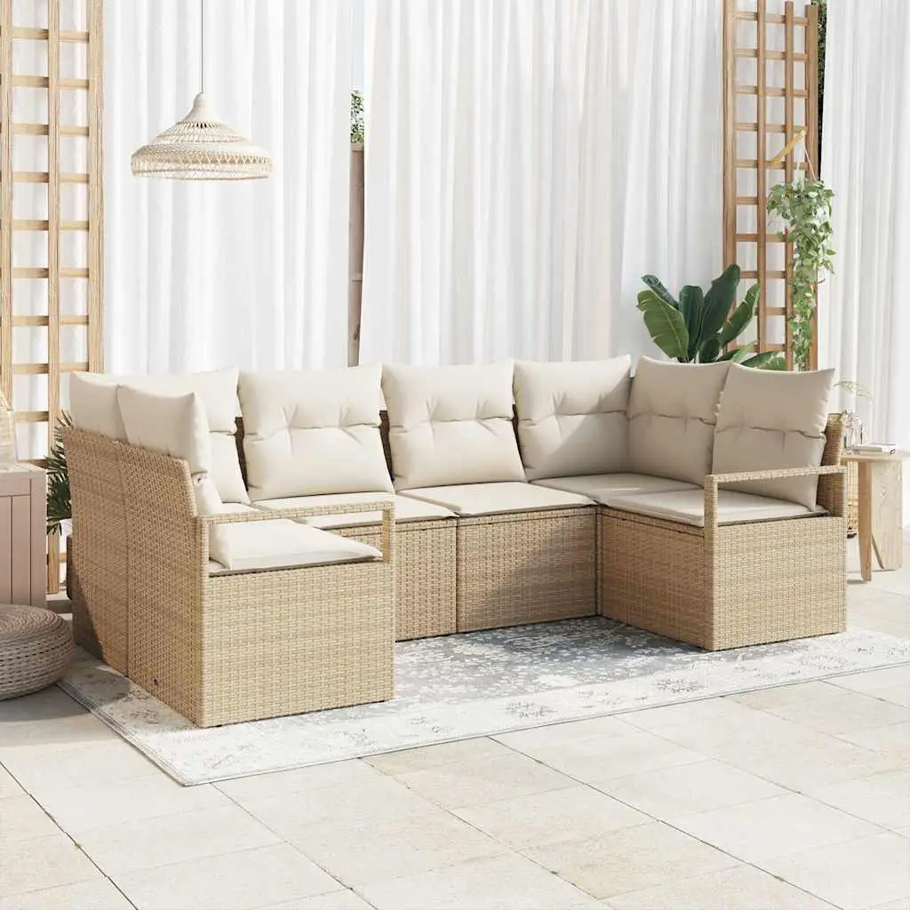 Ensemble de Canapés avec coussin 6 pcs Beige polyrotin vidaXL 3346521 beige et crème