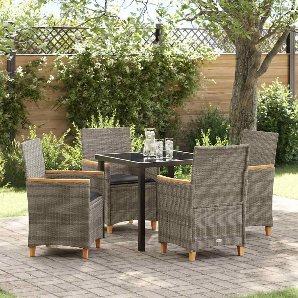 Ensemble de salle à manger pour jardin 5 pcs Gris polyrotin vidaXL 3381094