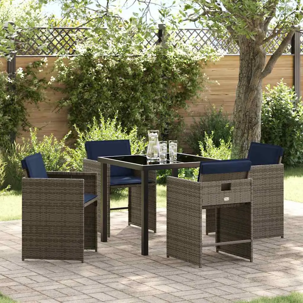 Ensemble de salle à manger pour jardin 5 pcs Gris polyrotin vidaXL 3380000