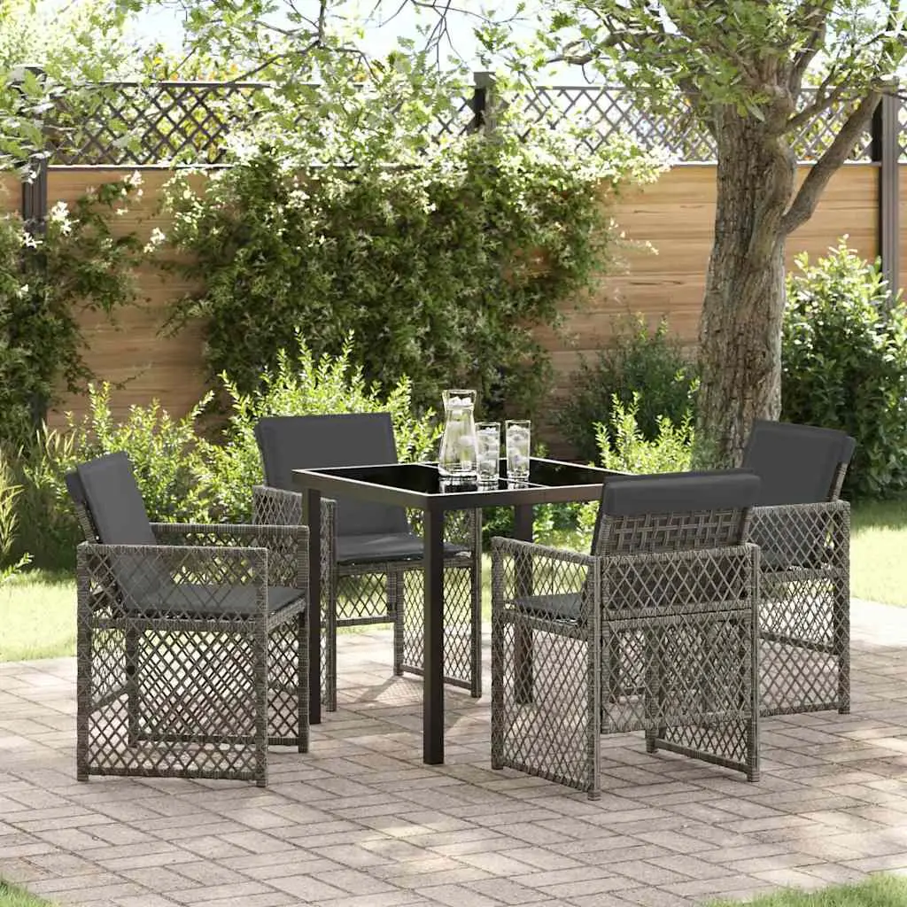 Ensemble de salle à manger pour jardin 5 pcs Gris polyrotin vidaXL 3380625