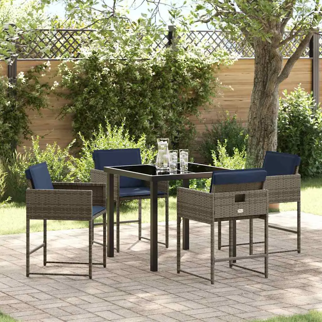 Ensemble de salle à manger pour jardin 5 pcs Gris polyrotin vidaXL 3380032