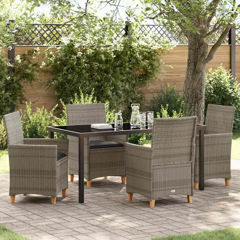 Ensemble de salle à manger pour jardin 5 pcs Gris polyrotin vidaXL 3381074