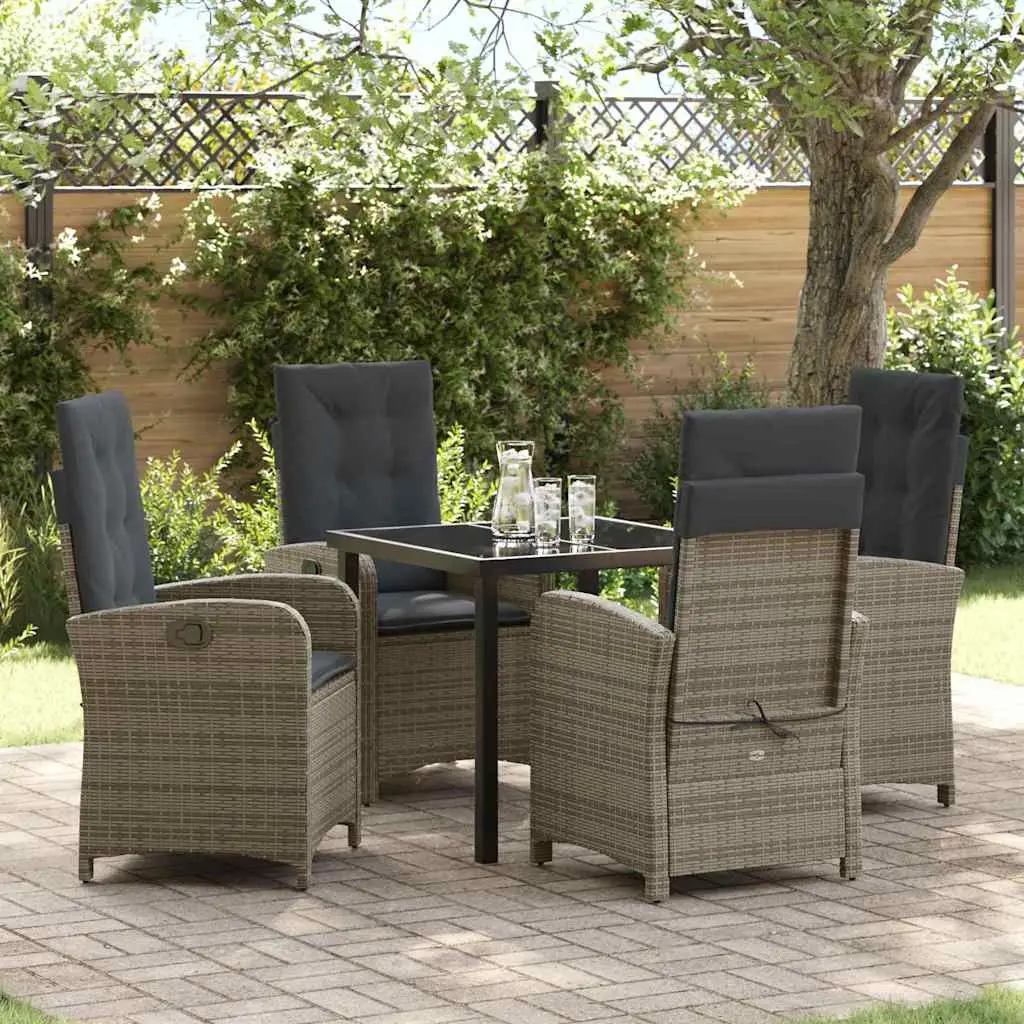 Ensemble de salle à manger pour jardin 5 pcs Gris polyrotin vidaXL 3380275 gris et gris foncé