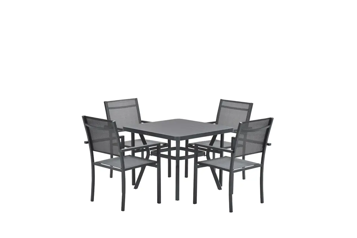 Ensemble de jardin cinq pièces – chaises Moon – table Douglas – Garden Impressions noir