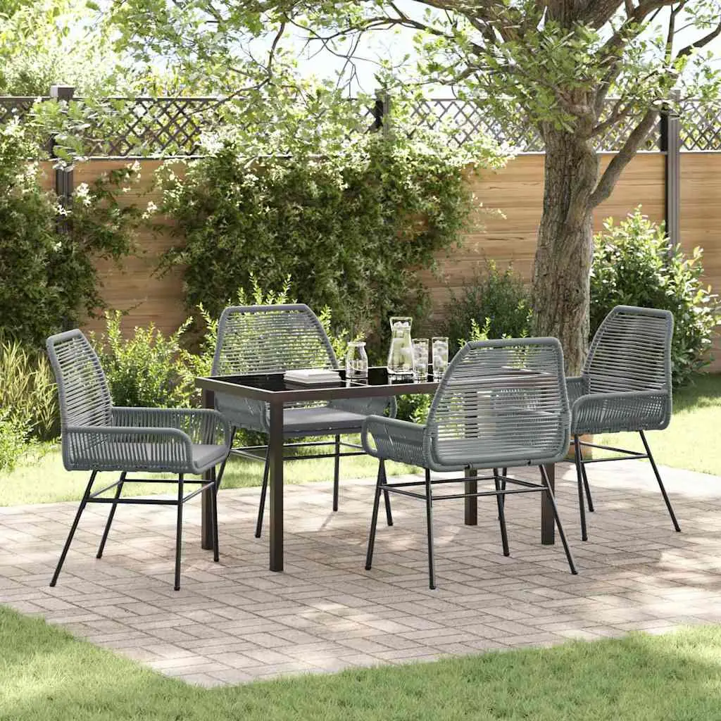 Ensemble de salle à manger pour jardin 5 pcs Gris polyrotin vidaXL 3380885