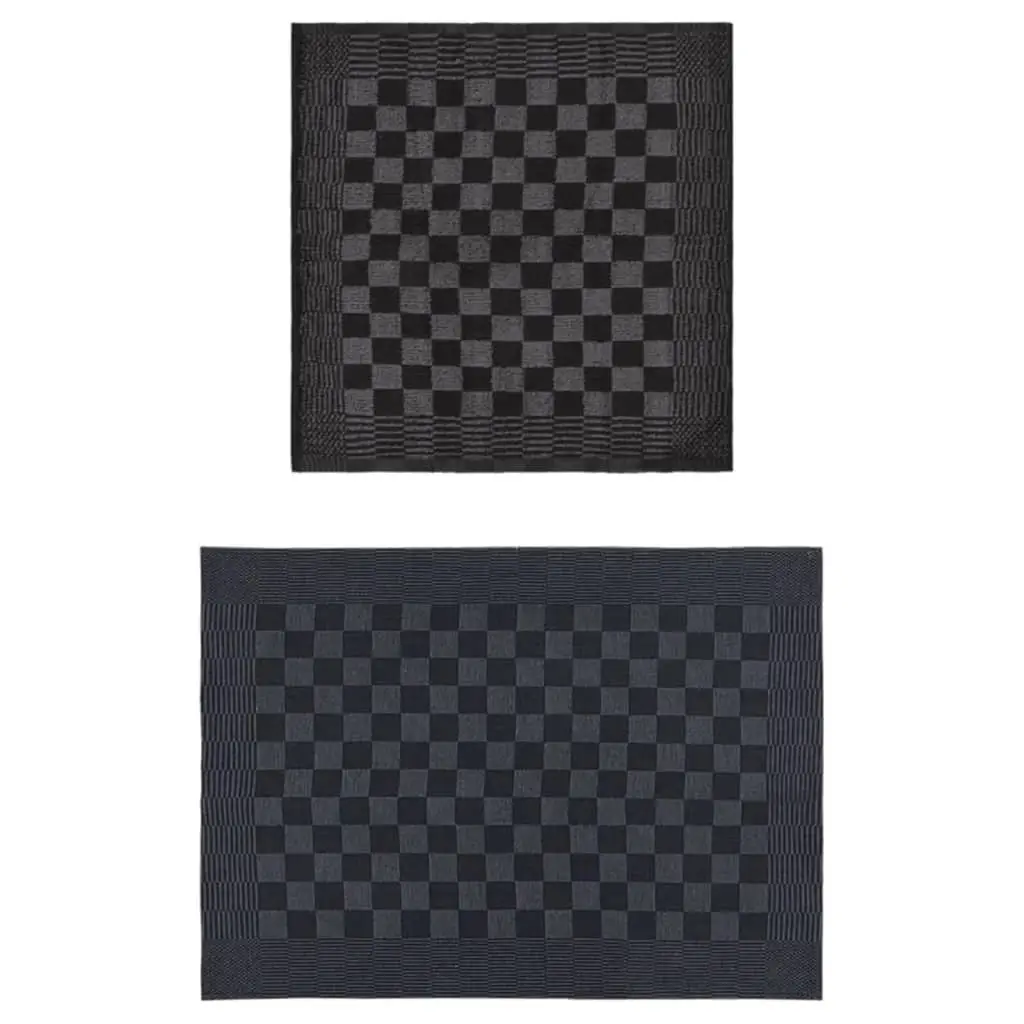 Ensemble de serviettes 10 pcs noir et gris coton Maison Chic