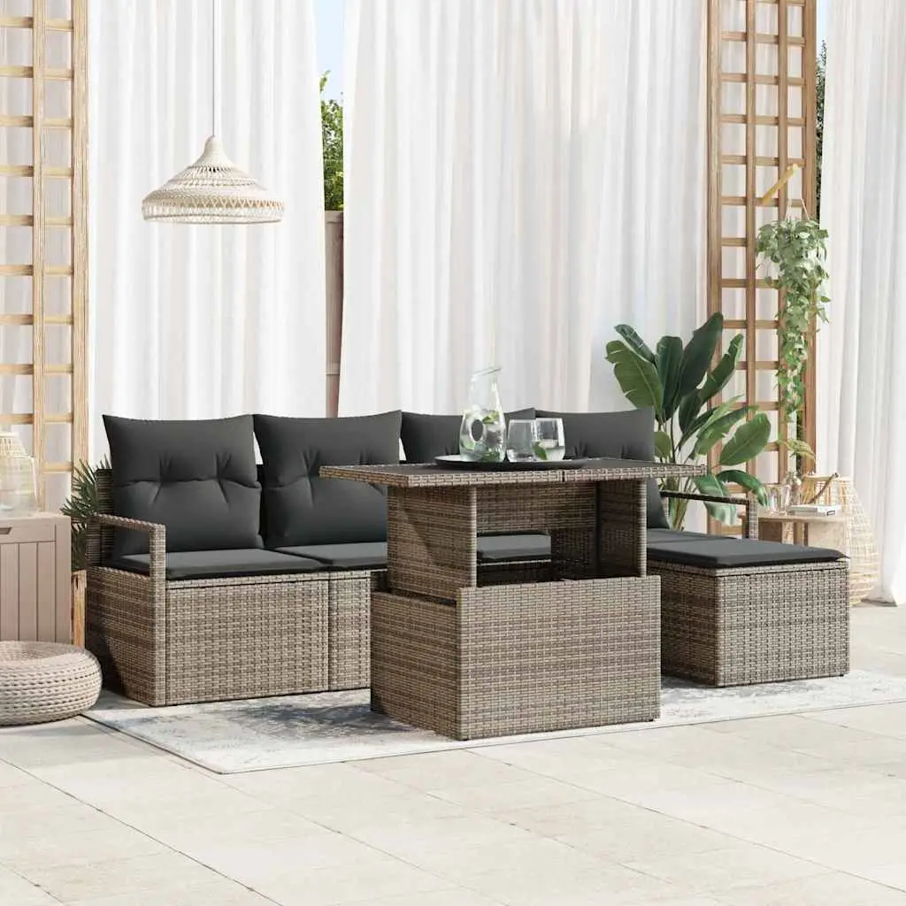 Ensemble de canapé de jardin avec coussin 6 pcs Gris vidaXL 3348805