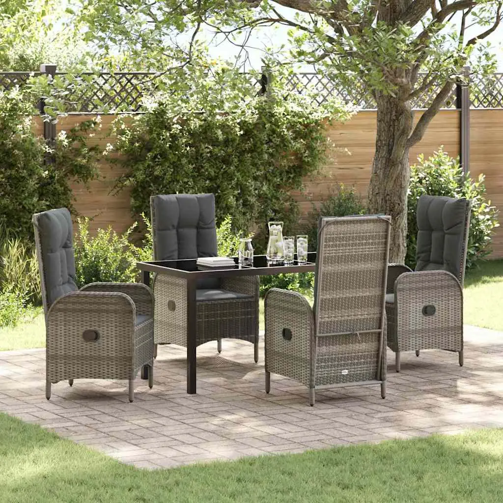 Ensemble de salle à manger pour jardin 5 pcs Gris polyrotin vidaXL 3380129