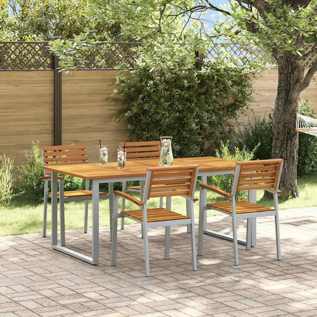 Ensemble de salle à manger pour jardin 5 pcs Gris vidaXL 3284347