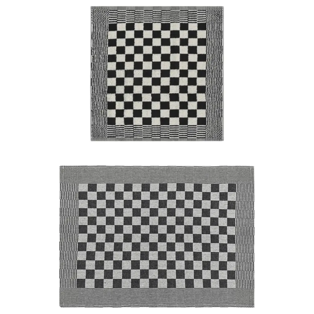 Ensemble de serviettes 50 pcs noir et blanc coton Maison Chic