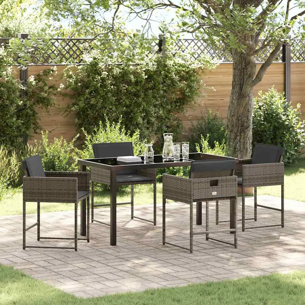 Ensemble de salle à manger pour jardin 5 pcs Gris polyrotin vidaXL 3380013 gris et gris foncé