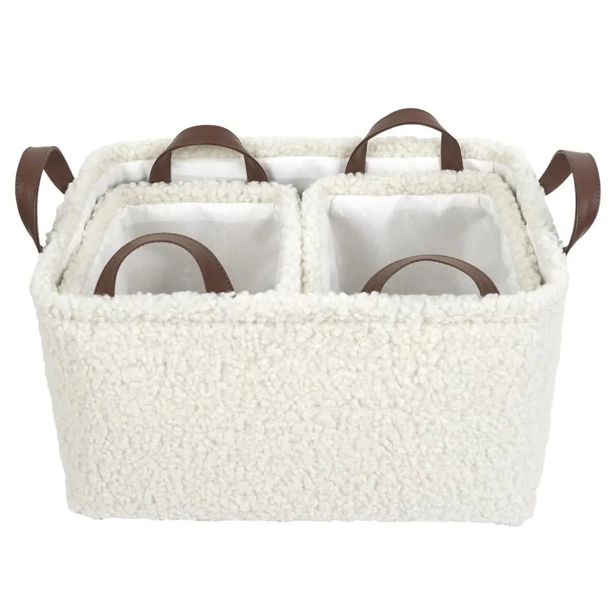 Ensemble de 3 Paniers Rangement Blanc Bouclette – INIUS Bouclette