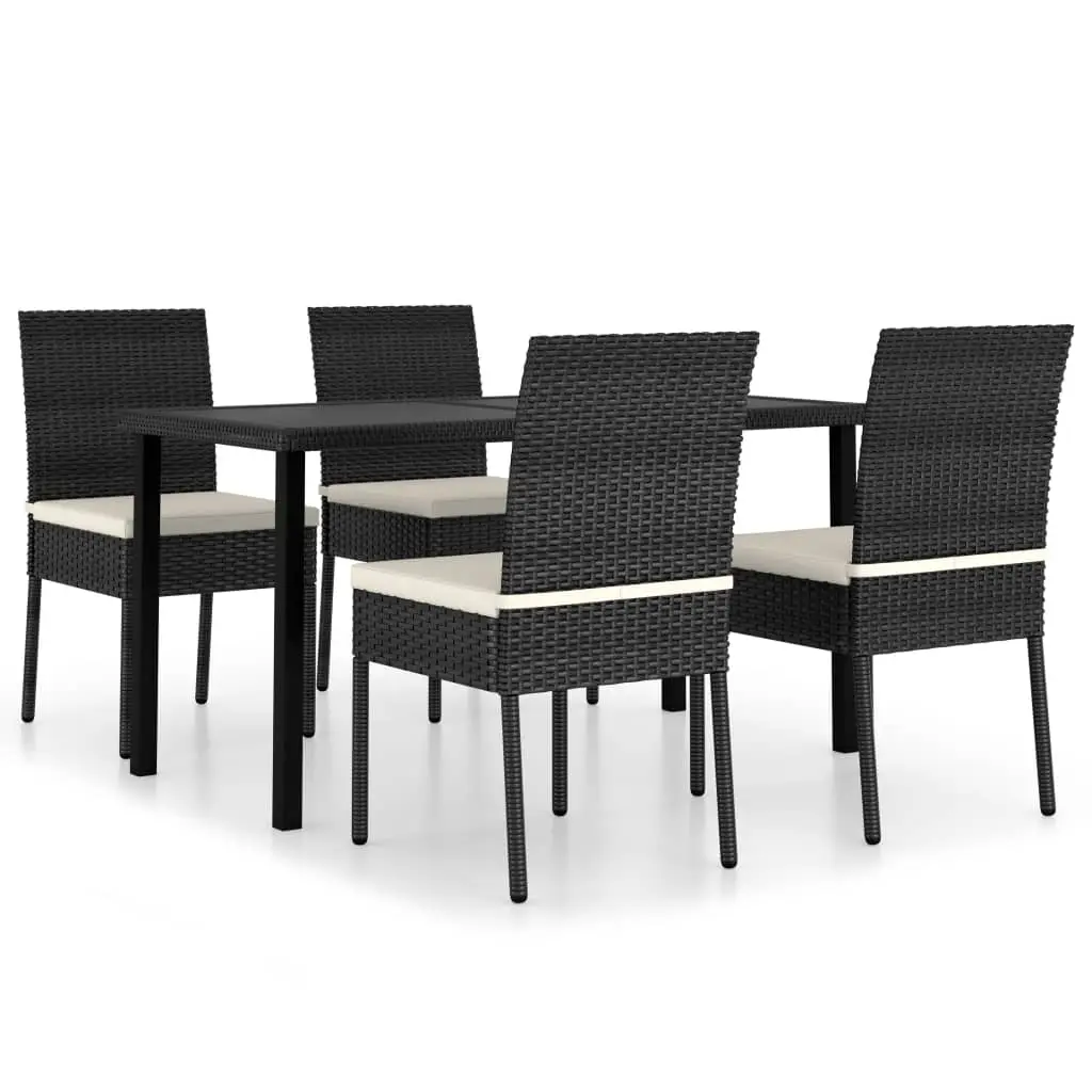 Ensemble de 5 pcs table de jardin avec chaises – mobilier de jardin Résine tressée Noir-JU2409