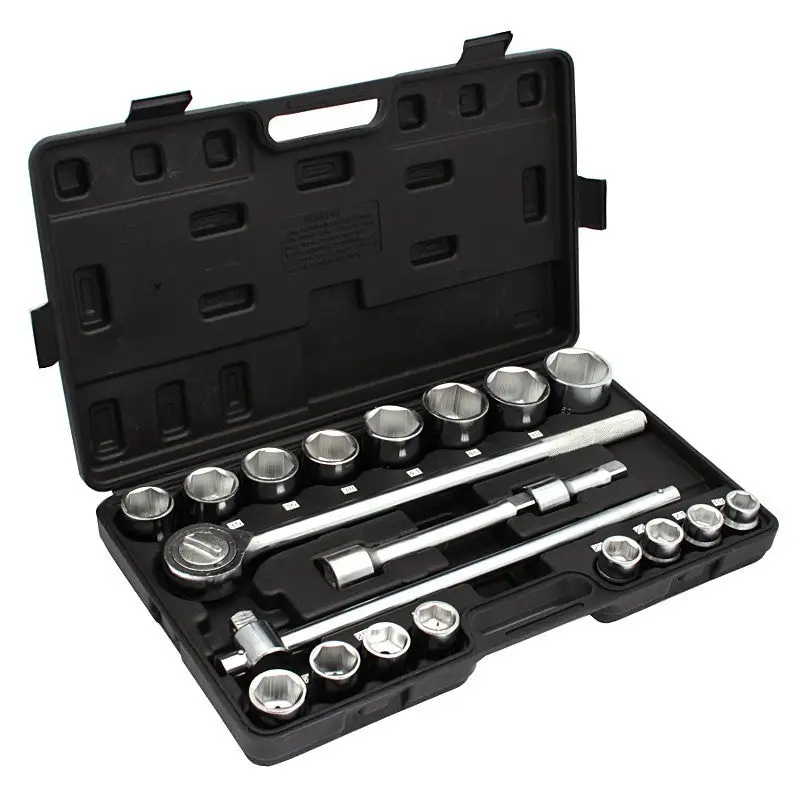 Ensemble Clés à Douille Dans Une Valise 21 Pièces 3/4′ 6 Pans 19-50mm