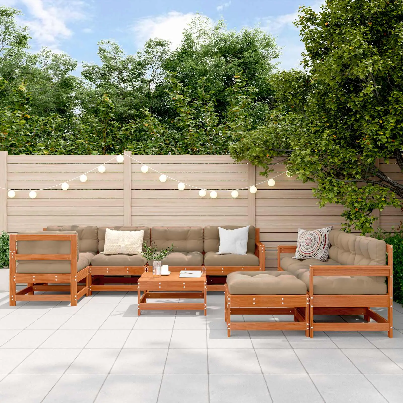 Ensemble de salon de jardin 10 pcs Brun Ciré Pin massif vidaXL 3418128 Brun ciré