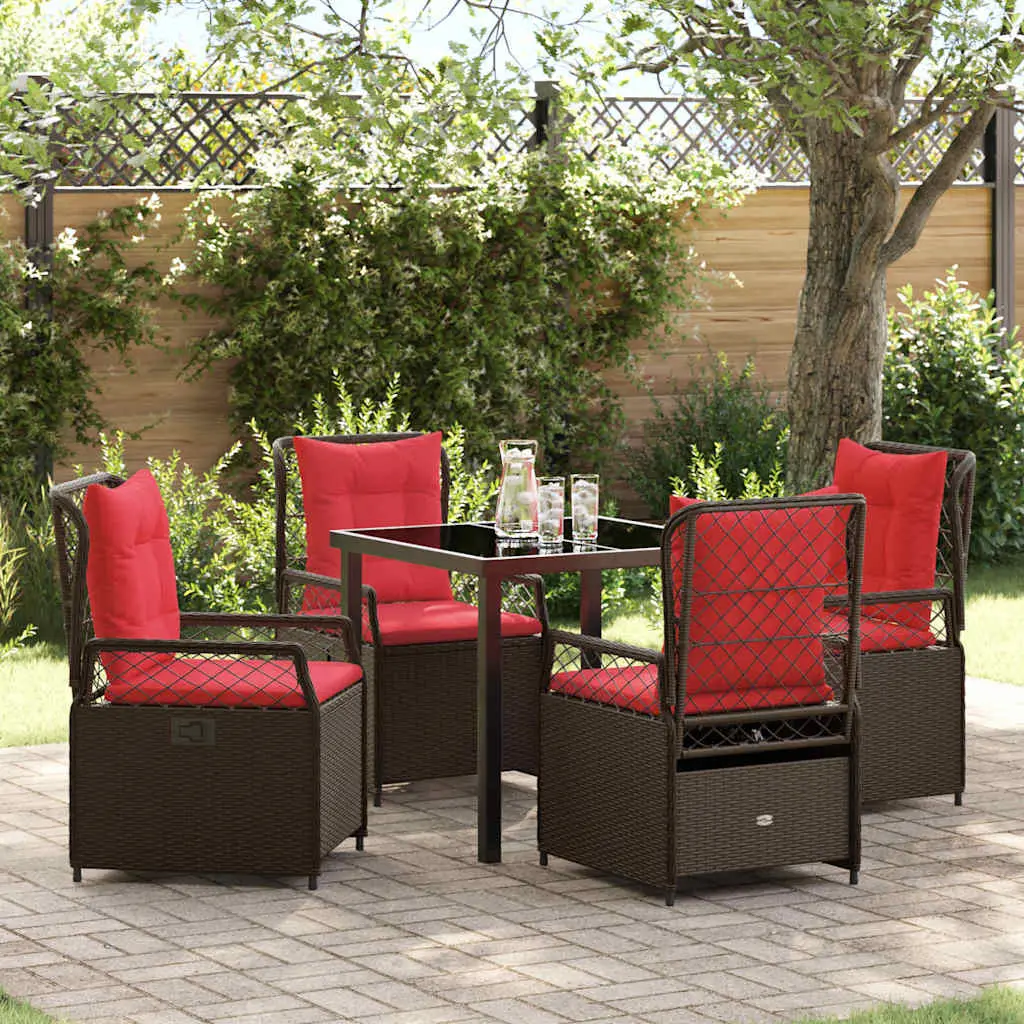 Ensemble de salle à manger pour jardin 5 pcs Marron polyrotin vidaXL 3381045