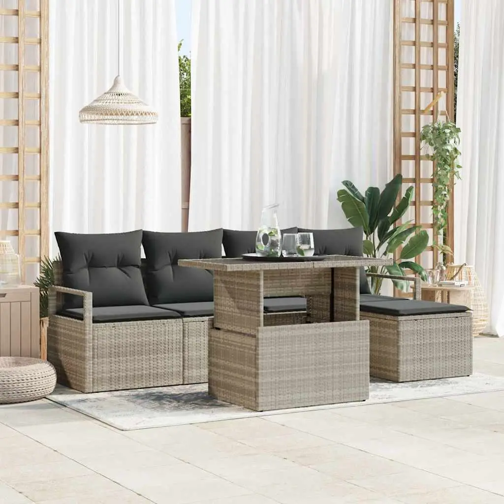 Ensemble de canapé de jardin avec coussin 6 pcs Gris clair vidaXL 3348808