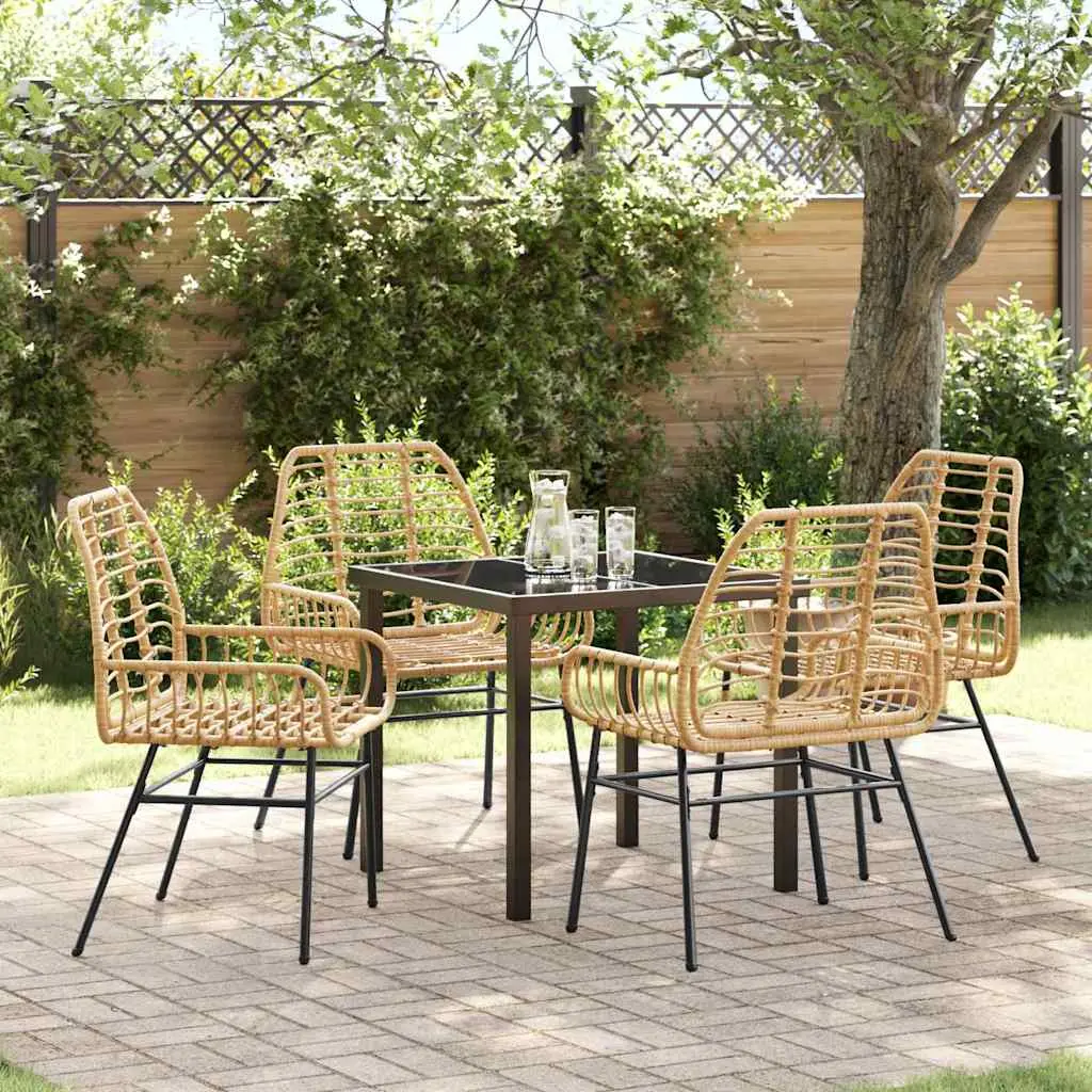 Ensemble de salle à manger pour jardin 5 pcs Marron polyrotin vidaXL 3380849 Naturel