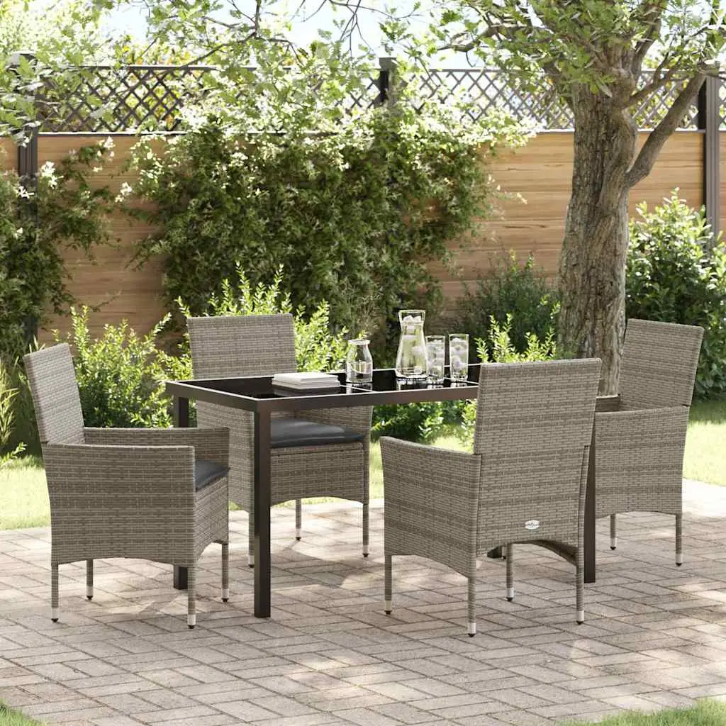 Ensemble de salle à manger pour jardin 5 pcs Gris polyrotin vidaXL 3379788
