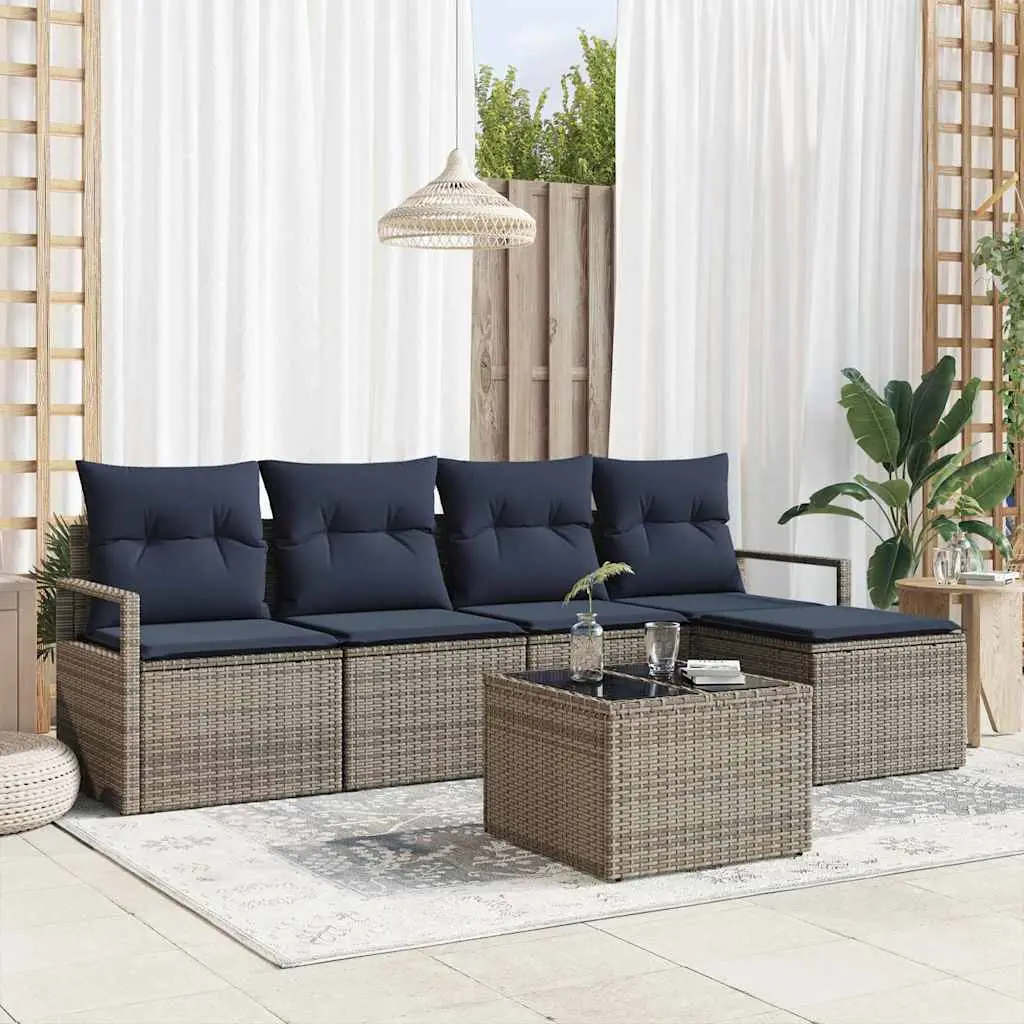 Ensemble de Canapés avec coussin 6 pcs Gris polyrotin vidaXL 3346355