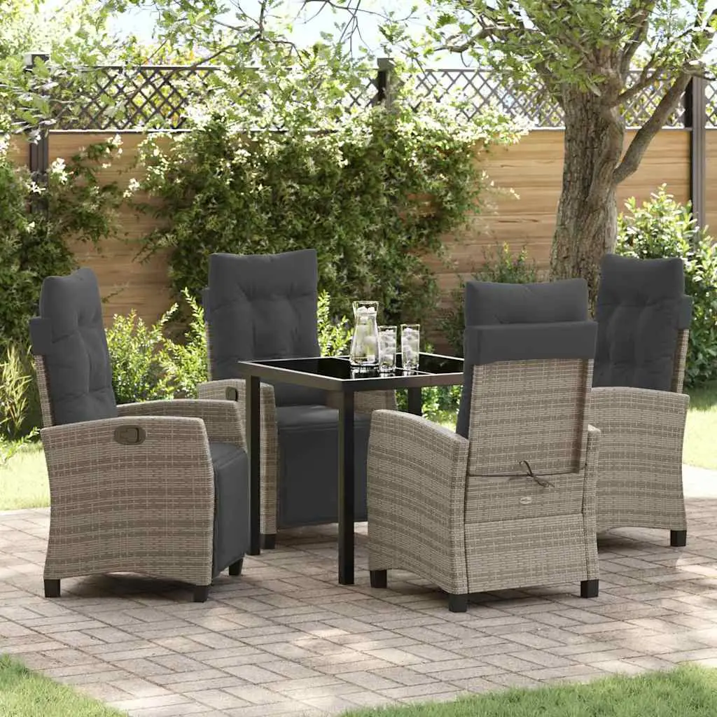 Ensemble de salle à manger pour jardin 5 pcs Gris polyrotin vidaXL 3380436
