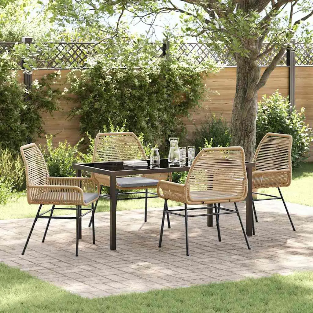 Ensemble de salle à manger pour jardin 5 pcs Marron polyrotin vidaXL 3380879 Café