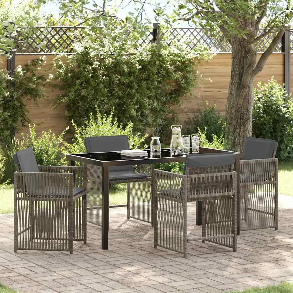 Ensemble de salle à manger pour jardin 5 pcs Gris polyrotin vidaXL 3380778