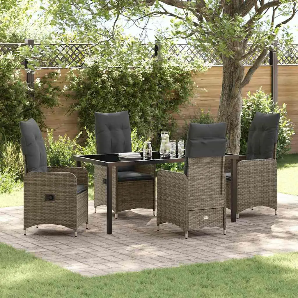 Ensemble de salle à manger pour jardin 5 pcs Gris polyrotin vidaXL 3379649