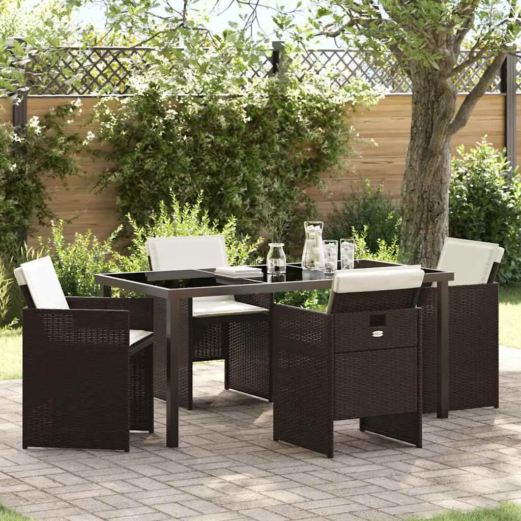 Ensemble de salle à manger pour jardin 5 pcs Marron polyrotin vidaXL 3380603