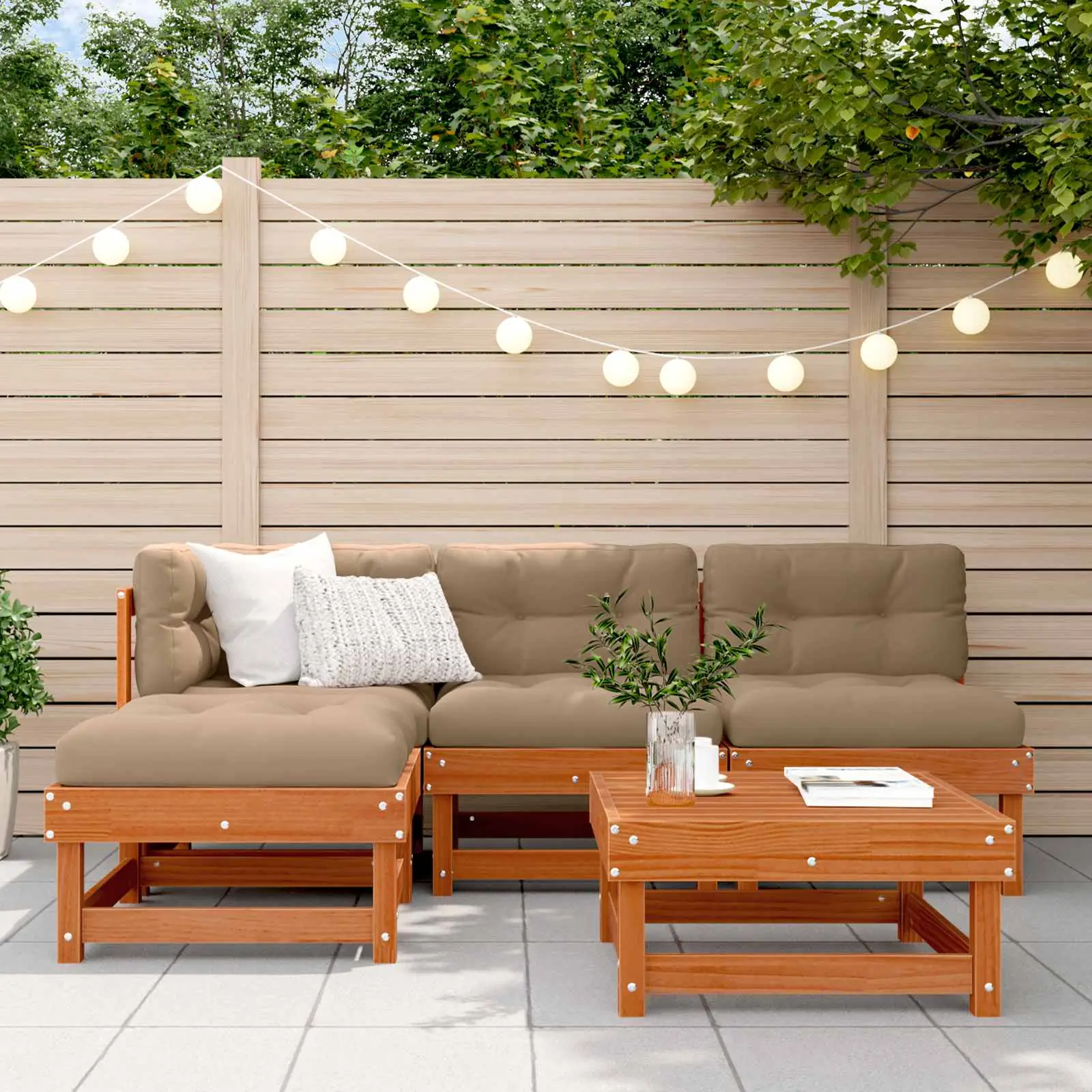 Ensemble de salon de jardin 13 pcs Brun cire Bois de pin massif vidaXL 3418104 Pin brun ciré