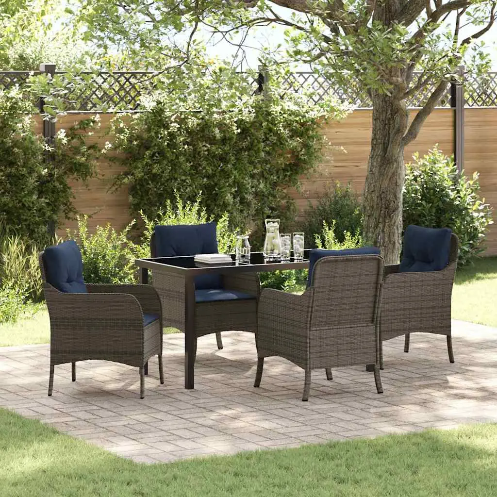 Ensemble de salle à manger pour jardin 5 pcs Gris polyrotin vidaXL 3380192