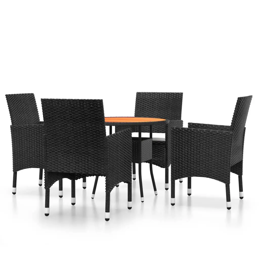 Ensemble de 5 pcs table de jardin avec chaises – mobilier de jardin Résine tressée Noir-JU2380