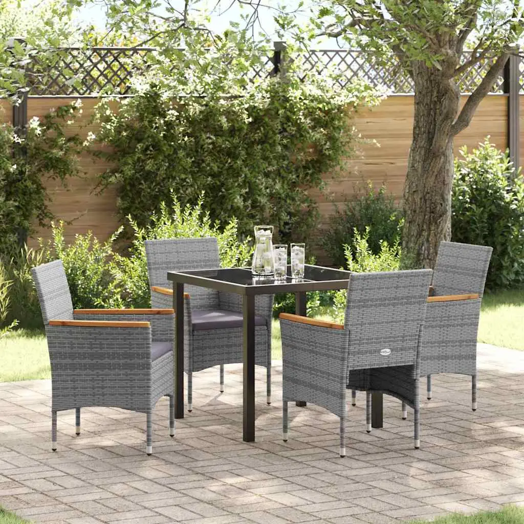 Ensemble de salle à manger pour jardin 5 pcs Gris polyrotin vidaXL 3379759