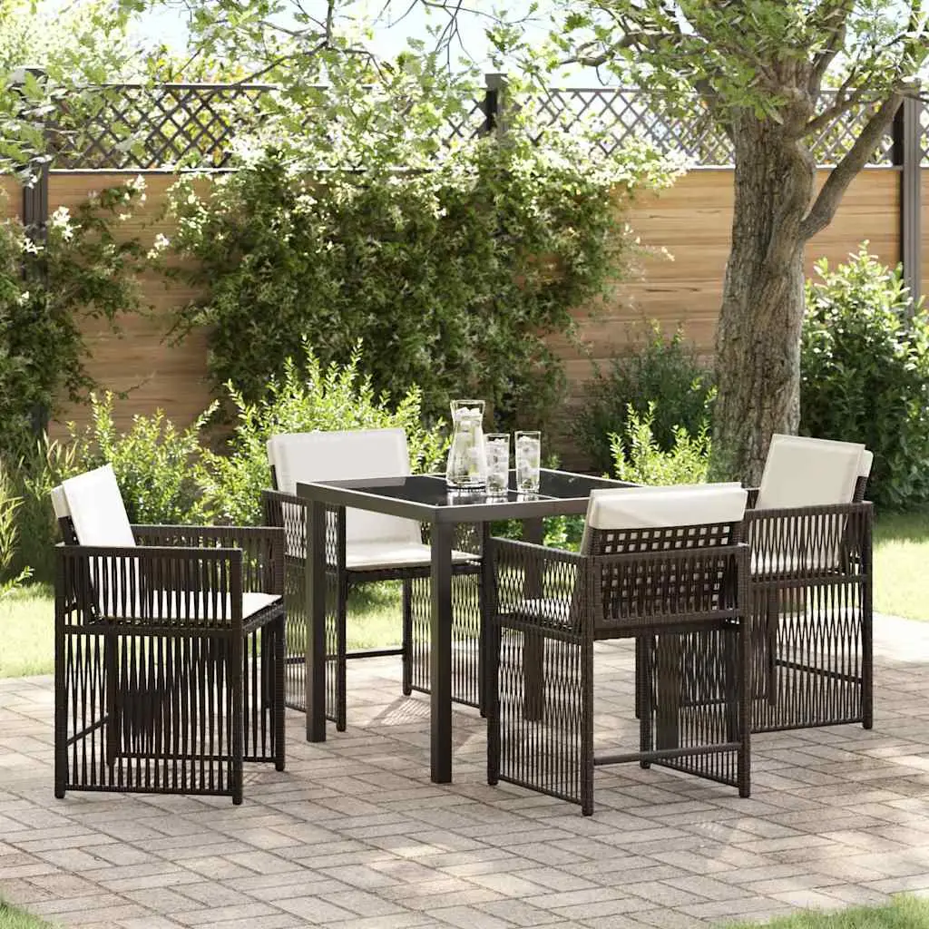 Ensemble de salle à manger pour jardin 5 pcs Marron polyrotin vidaXL 3380781