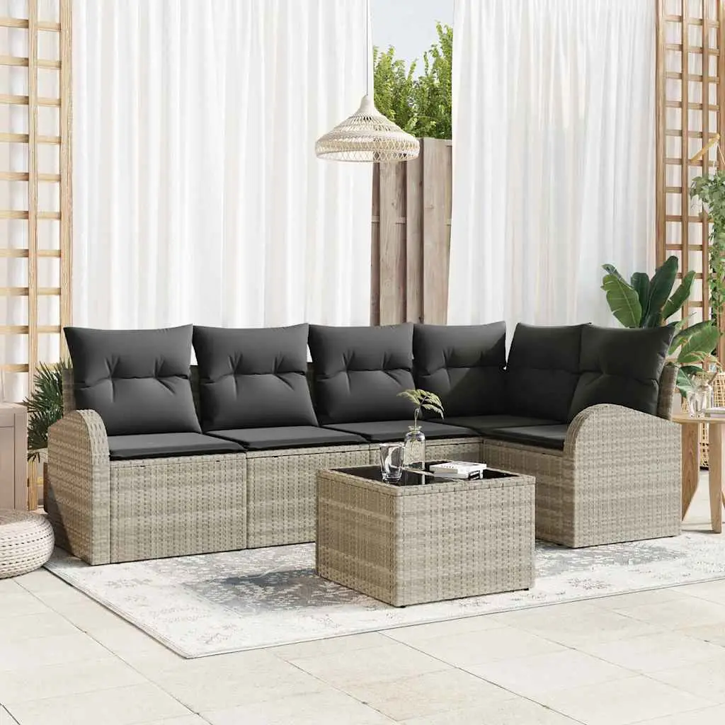 Ensemble de Canapés avec coussin 6 pcs Gris clair Polyester vidaXL 3346052