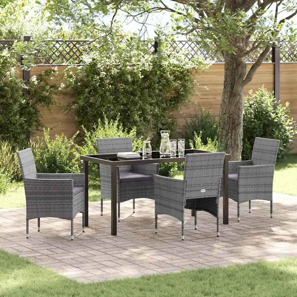 Ensemble de salle à manger pour jardin 5 pcs Gris polyrotin vidaXL 3379733