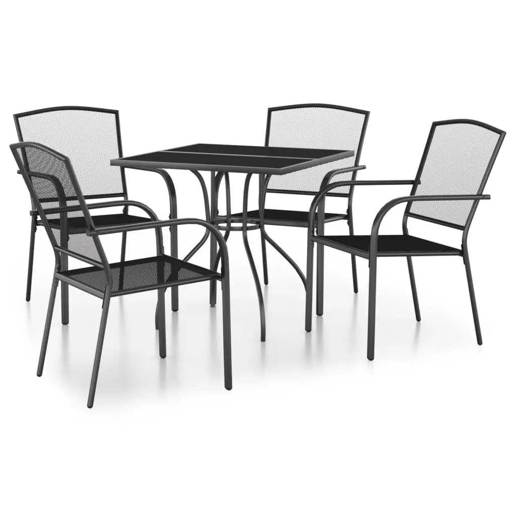 Ensemble de 5 pcs table de jardin avec chaises – mobilier de jardin anthracite acier-JU2988