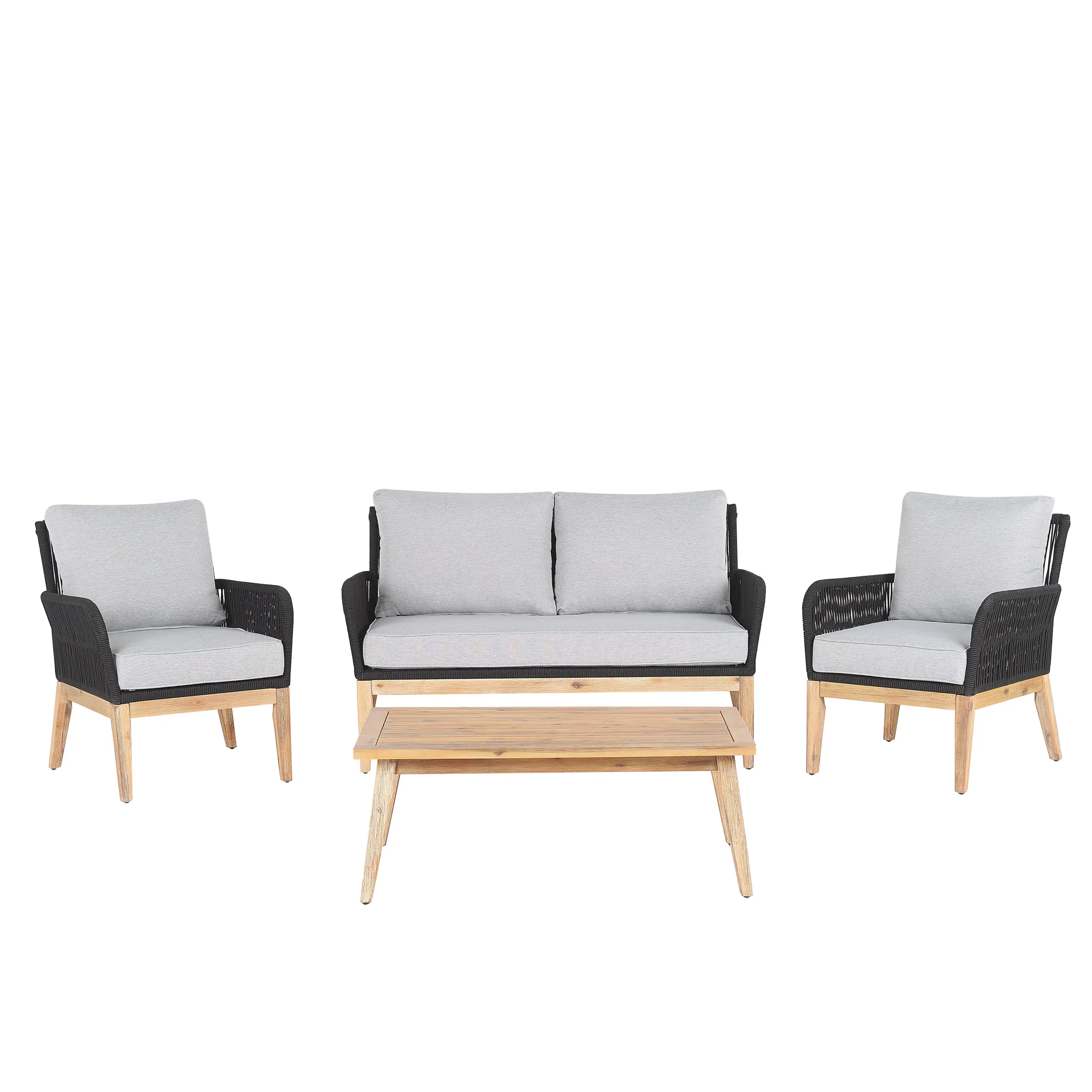 Ensemble de salon de jardin – Mobilier de jardin avec table 4 places MERANO Acacia Gris