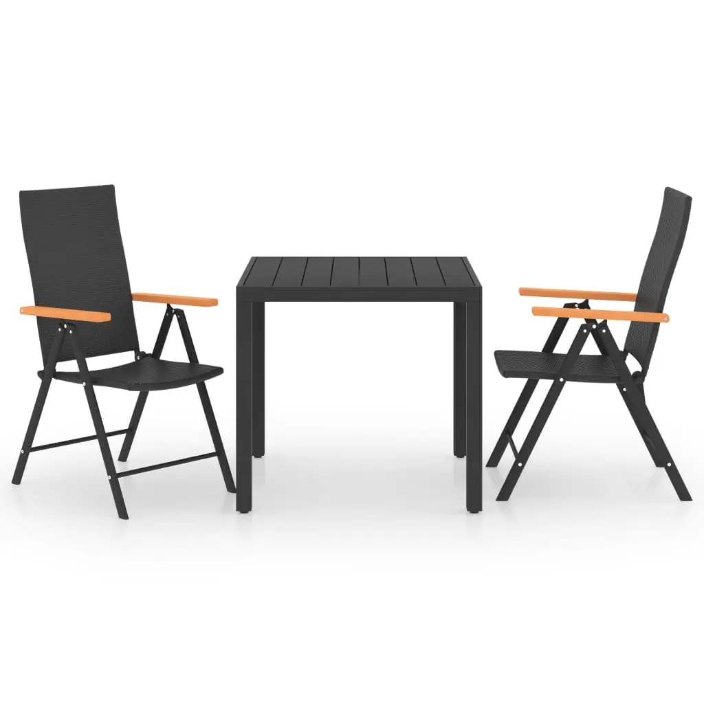 Ensemble de 3 pcs table de jardin avec chaises – mobilier de jardin noir et marron-JU3124 Noir